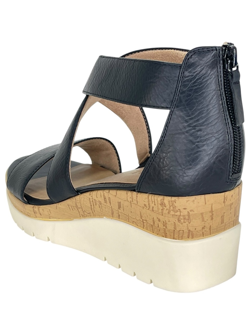 SOUL Naturalizer Goodtimes Black Faux Leather Womens Wedge Sandals Size 9W - Picture 7 of 12